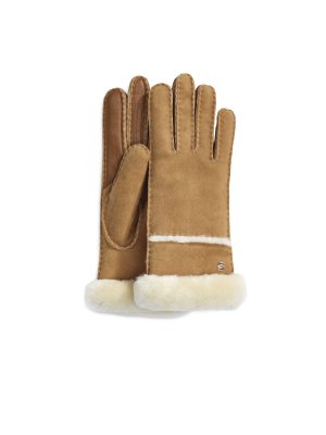 Перчатки W Sheepskin Seamed Glove UGG. Цвет: каштановый