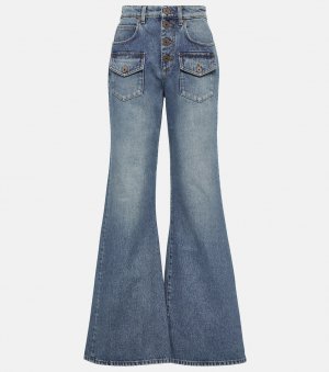 Расклешенные джинсы с высокой посадкой BALMAIN, синий Balmain