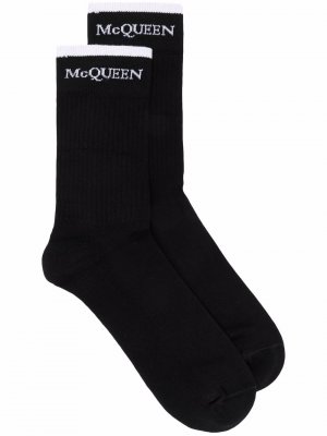 Трикотажные носки с логотипом Alexander McQueen. Цвет: белый