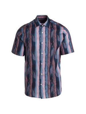 Рубашка приталенного кроя с короткими рукавами Paint Stroke , цвет Egret Saks Fifth Avenue