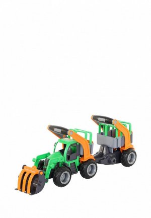 Игрушка Wader ГрипТрак, трактор-погрузчик с полуприцепом для животных (в коробке). Цвет: зеленый