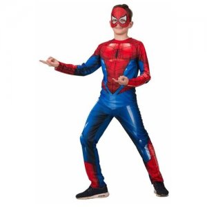 Карнавальный костюм «Человек-паук», куртка, брюки, маска, р. 30, рост 116 см Батик. Цвет: красный-синий/микс/синий