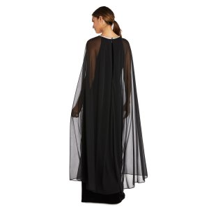 Женское бархатное платье со стразами и шифоновой накидкой R&M Richards