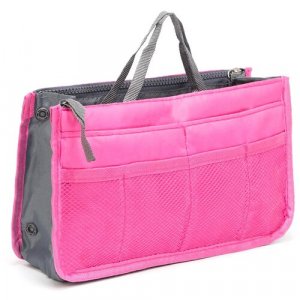 Органайзер для сумки на молнии, 9х16х27 см, ручки переноски, подкладка, розовый, серый Gusachi. Цвет: розовый/серый