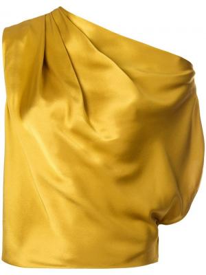 Асимметричная блузка с драпировкой Michelle Mason. Цвет: желтый