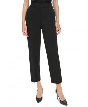 Укороченные брюки средней посадки с эластичной спинкой Petite, черный Calvin Klein