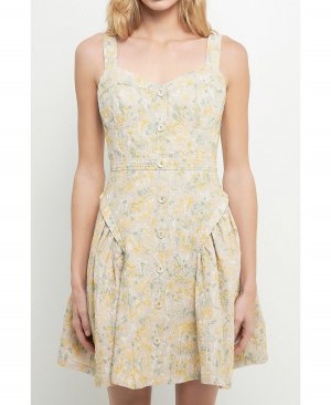 Женское льняное платье-бюстье с вышивкой English Factory