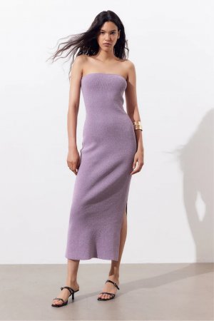 Вязаное платье-бандо , лиловый H&M