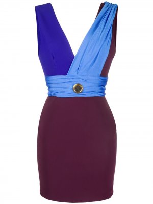Платье в стиле колор-блок Fausto Puglisi. Цвет: синий