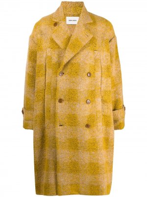 Однобортное пальто в клетку HENRIK VIBSKOV. Цвет: желтый