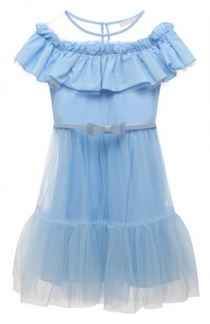Хлопковое платье Monnalisa. Цвет: голубой