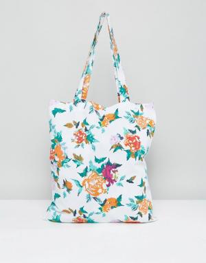 Пляжная сумка-тоут с цветочным принтом Vero Moda. Цвет: мульти