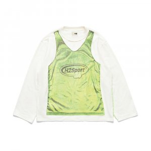 Лонгслив H2 Printed Jersey, белый/светло-зеленый H&M
