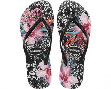 Сандалии Slim Animal Floral Flip Flop Sandal, черный Havaianas