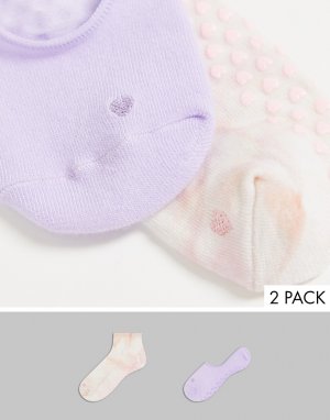 Набор из 2 пар невидимых носков сиреневого цвета и с принтом тай-дай Ybissa-Фиолетовый цвет ALDO