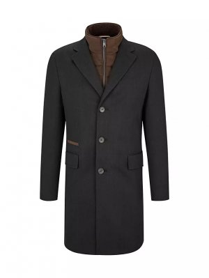 Пальто приталенного кроя со съемной внутренней молнией Boss, серый BOSS