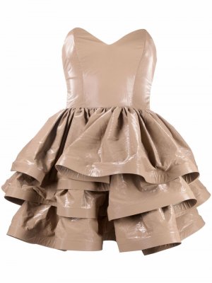 Layered ruffled mini dress Elisabetta Franchi. Цвет: коричневый