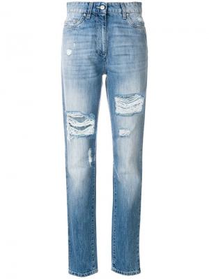 Рваные джинсы Moschino. Цвет: синий