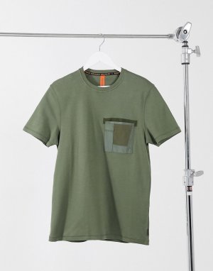 Оливковая футболка из органического хлопка с карманом -Зеленый Raeburn