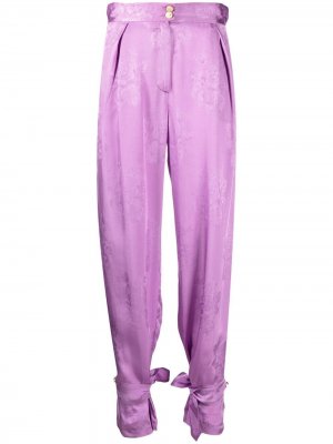 Жаккардовые брюки с цветочным узором Pinko. Цвет: фиолетовый