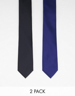 Набор галстуков черного и темно-синего цветов -Разноцветный Gianni Feraud