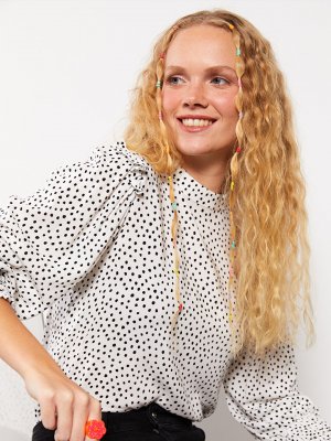 Женская вискозная блузка с круглым вырезом и длинным рукавом рисунком XSIDE