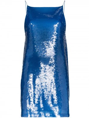 Платье-комбинация с пайетками Eckhaus Latta. Цвет: синий