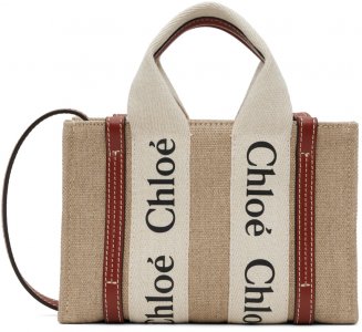 Бежево-коричневая мини-сумка Woody Chloe Chloé