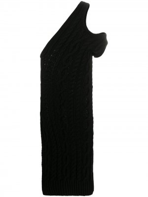 Платье фактурной вязки с открытыми плечами Telfar. Цвет: черный
