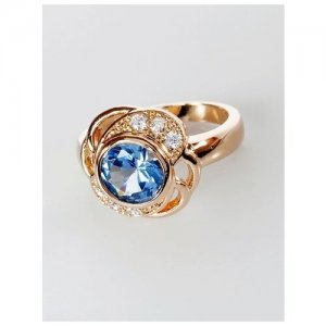 Кольцо помолвочное , фианит, размер 17, голубой Lotus Jewelry. Цвет: голубой