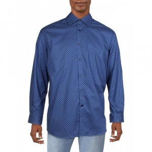 Мужская классическая рубашка с принтом стандартного кроя темно-синяя Michael Kors