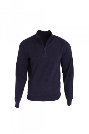 1 4 вязаный свитер с воротником на молнии , темно-синий Premier