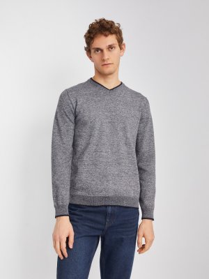 Тонкий трикотажный пуловер с длинным рукавом zolla. Цвет: темно-серый