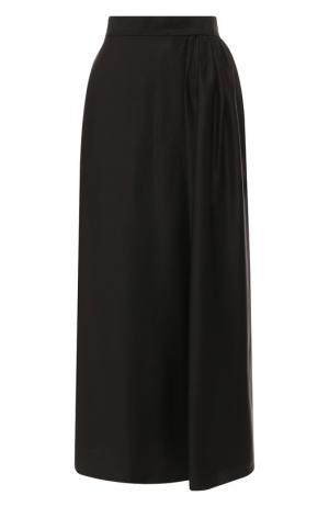 Однотонная юбка-миди из вискозы Yohji Yamamoto. Цвет: черный