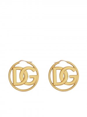 Серьги-кольца с логотипом Interlocking DG Dolce & Gabbana. Цвет: золотистый