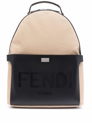 Рюкзак с логотипом Fendi. Цвет: бежевый