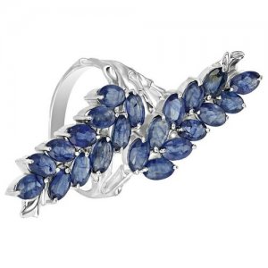 Серебряное кольцо с натуральным сапфиром - размер 17,5 LAZURIT-ONLINE. Цвет: синий
