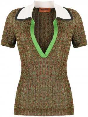Трикотажная рубашка-поло с короткими рукавами Missoni. Цвет: зеленый