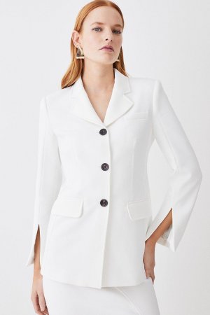 Итальянская компактная однобортная куртка из джерси с аквалангом , белый Karen Millen