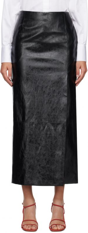 Черная длинная юбка из искусственной кожи Milos Esse Studios