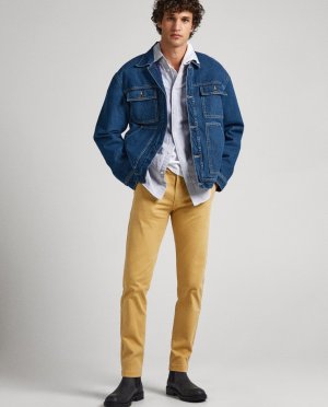 Узкие мужские брюки чинос горчичного цвета , горчичный Pepe Jeans. Цвет: желтый