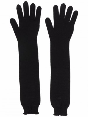 Перчатки с вышитым логотипом Nº21. Цвет: черный
