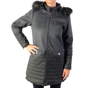 Куртка средней длины с капюшоном из искусственного меха KAPORAL. Цвет: антрацит/черный