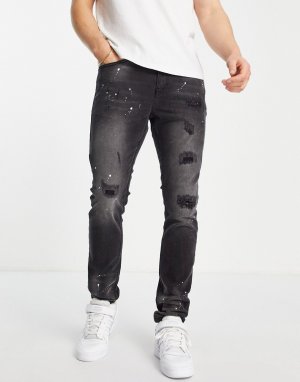 Потертые серые выбеленные джинсы -Серый Criminal Damage