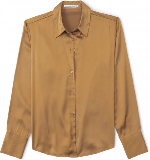 Атласная рубашка с длинными рукавами , цвет Golden Abercrombie & Fitch
