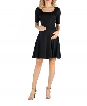 Платье для беременных длиной до колена с рукавами локтя 24seven Comfort Apparel, черный Apparel
