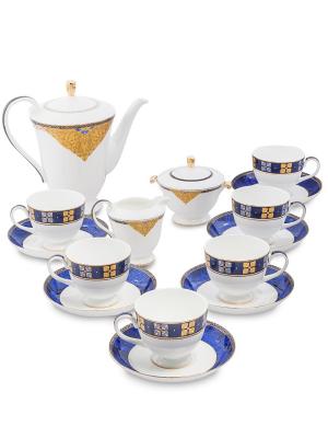Чайный сервиз на 6 перс. Золотой Палермо (Gold Palermo Pavone) Pavone. Цвет: белый, золотистый, синий