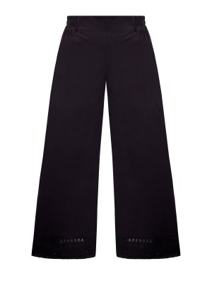 Хлопковые брюки-кюлоты с эластичным поясом и бахромой RE VERA. Цвет: черный
