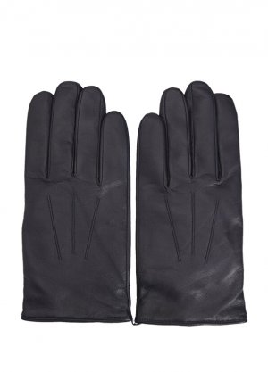Черные мужские кожаные перчатки AGNELLE