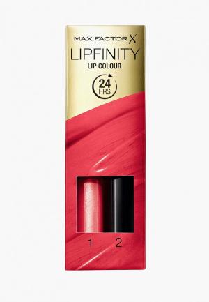 Набор для макияжа губ Max Factor стойкая и увлажняющий блеск Lipfinity Lip Colour, 26 So Delightful, 2,3 мл. Цвет: розовый